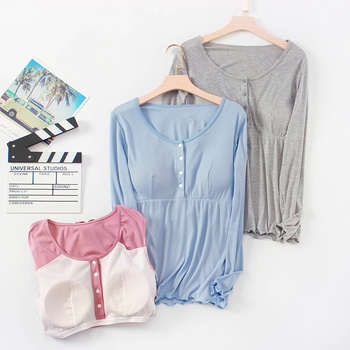 Nēsāšanas pidžama ar noņemamu krūšu spilventiņu, garas piedurknes, regenerētā celulozes šķiedra, piemērots pavasarim, vasarai un rudenim