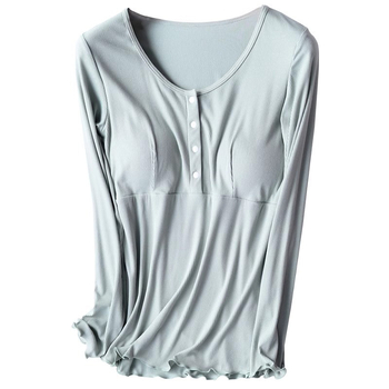 Nēsāšanas pidžama ar noņemamu krūšu spilventiņu, garas piedurknes, regenerētā celulozes šķiedra, piemērots pavasarim, vasarai un rudenim