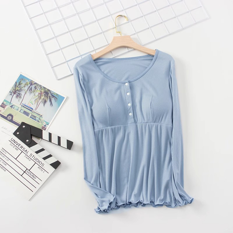 Nēsāšanas pidžama ar noņemamu krūšu spilventiņu, garas piedurknes, regenerētā celulozes šķiedra, piemērots pavasarim, vasarai un rudenim