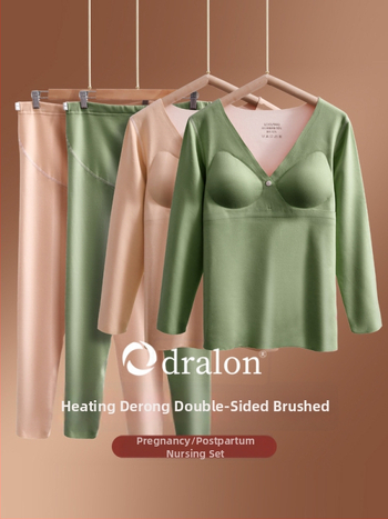 Termālā apakšveļa grūtniecēm ar barošanas atveri un fleece iekšējo apdari, garām piedurknēm tops un bikses, 90–95% poliesters