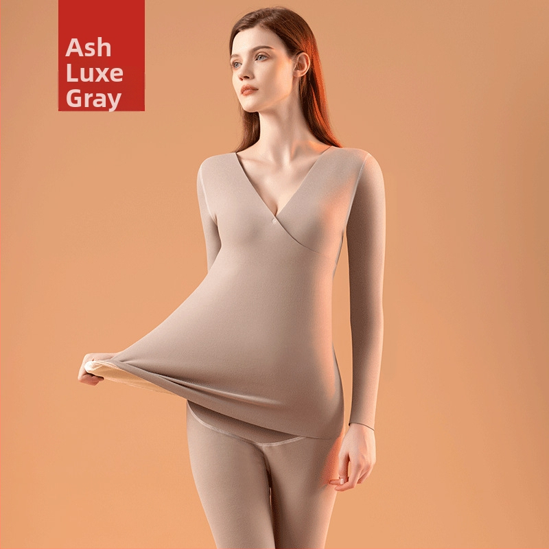 Termālā apakšveļa grūtniecēm ar barošanas atveri un fleece iekšējo apdari, garām piedurknēm tops un bikses, 90–95% poliesters