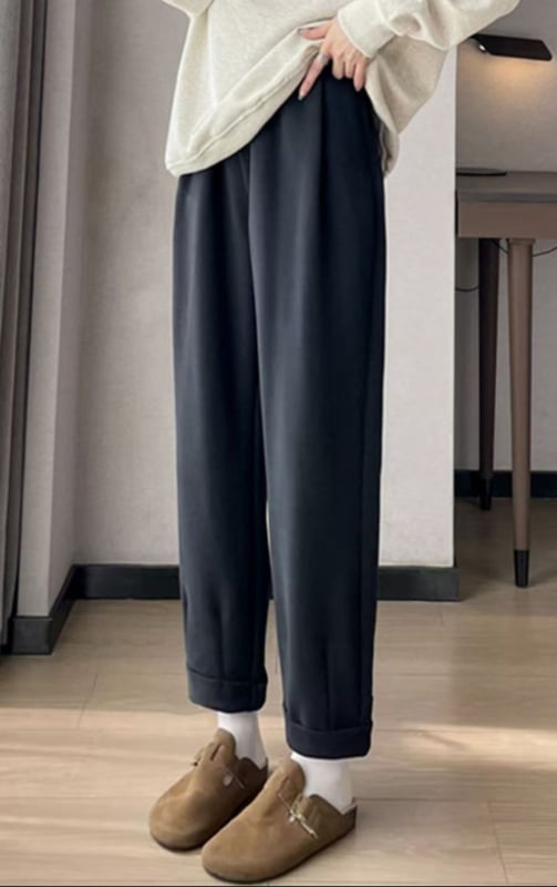 Pantaloni de maternitate Harem, Susținere pentru abdomen, Lungime lungă, Grosime medie, Amestec lână-poliester cu bumbac <30%