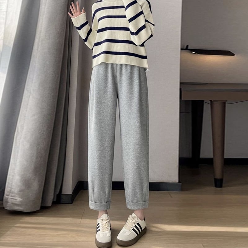 Pantaloni de maternitate Harem, Susținere pentru abdomen, Lungime lungă, Grosime medie, Amestec lână-poliester cu bumbac <30%