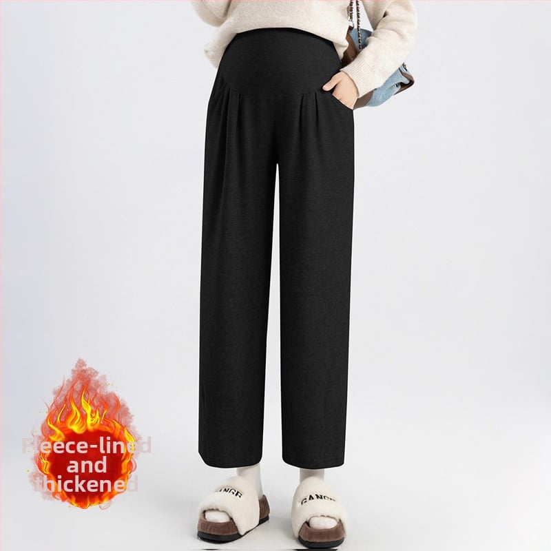 Pantaloni de maternitate Harem, Susținere pentru abdomen, Lungime lungă, Grosime medie, Amestec lână-poliester cu bumbac <30%