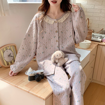 Ziemas grūtnieču nakts komplekts — gaisa kokvilnas audums, garas piedurknes, 251–300 g/m2, 95–100% poliesters