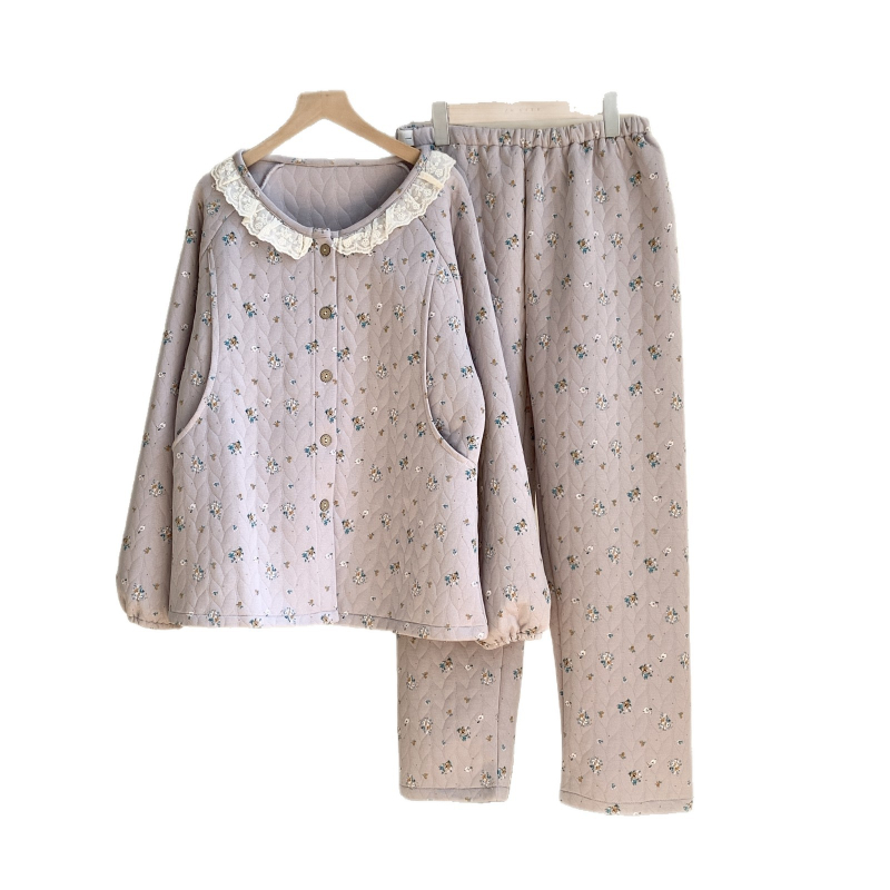 Ziemas grūtnieču nakts komplekts — gaisa kokvilnas audums, garas piedurknes, 251–300 g/m2, 95–100% poliesters