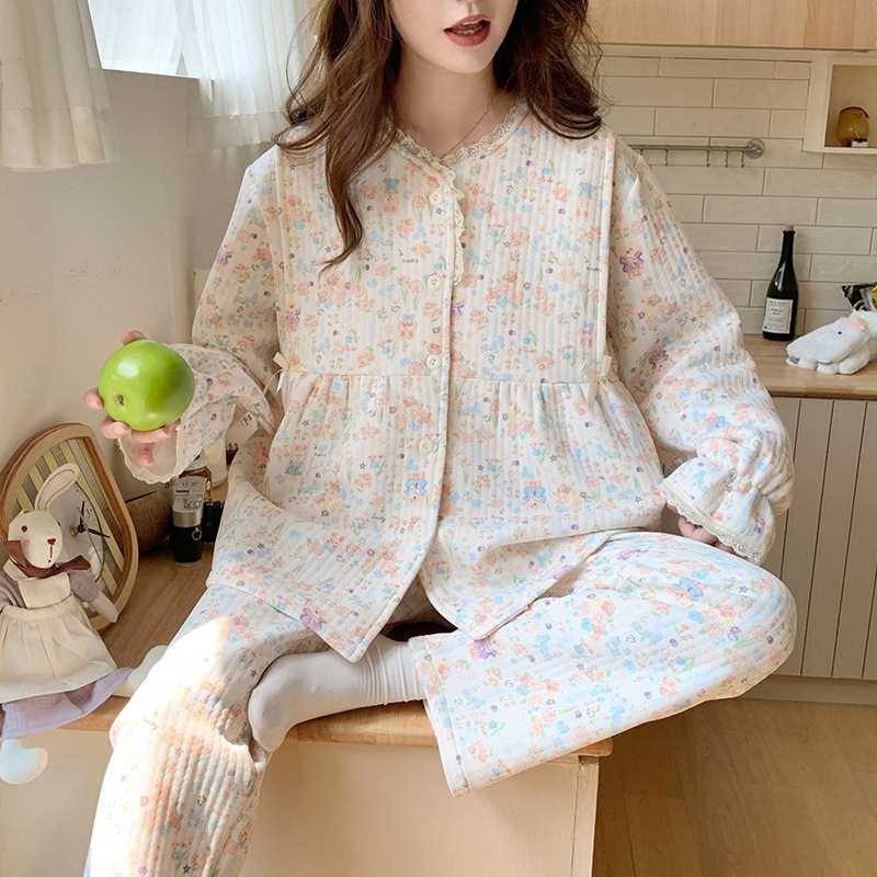 Ziemas grūtnieču nakts komplekts — gaisa kokvilnas audums, garas piedurknes, 251–300 g/m2, 95–100% poliesters