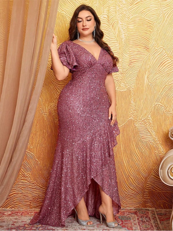 Flitteres estélyi ruha sellő fazon, váll nélküli, magas derekú, hosszú spandex anyag