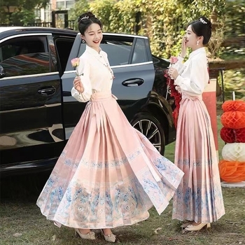 Hanfu stiilis pruutneitsi komplekt, suknelė su unikaliu elementu, Ming-dinastijos įkvėptas literatūrinis retro dizainas, PVC audinys iki 30% turinio, Tr audinys, su etiketėmis