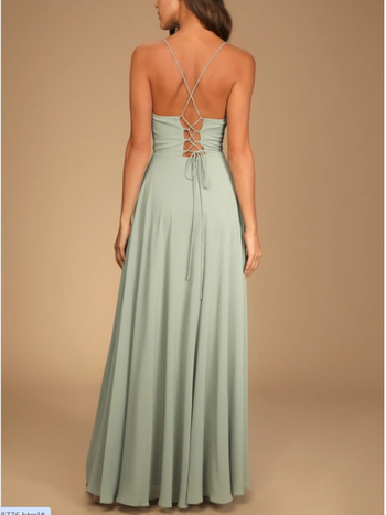 Полиестерна рокля с халтер, открит гръб, презрамки, без ръкави, дълга рокля с А-образен силует и висока талия