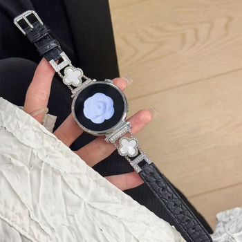 Brățară de ceas – piele naturală, model patru frunze cu textură crocodil, compatibilă cu Huawei Watch GT4/GT5, stil versatil