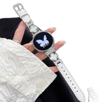 Brățară de ceas – piele naturală, model patru frunze cu textură crocodil, compatibilă cu Huawei Watch GT4/GT5, stil versatil