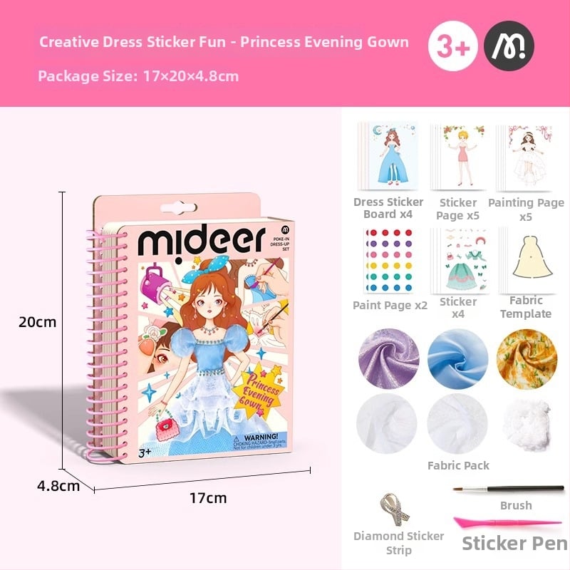 Mideer ručno izrađena DIY igračka za djevojčice – Tiha knjiga s dodacima za princezin kostim, uzrast 4–6 godina