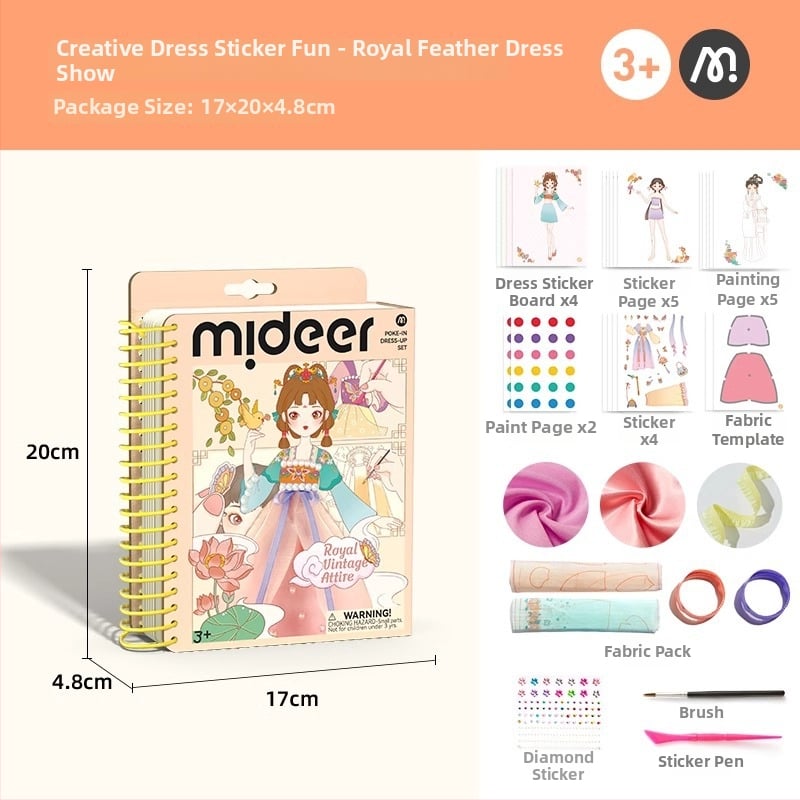 Mideer ručno izrađena DIY igračka za djevojčice – Tiha knjiga s dodacima za princezin kostim, uzrast 4–6 godina