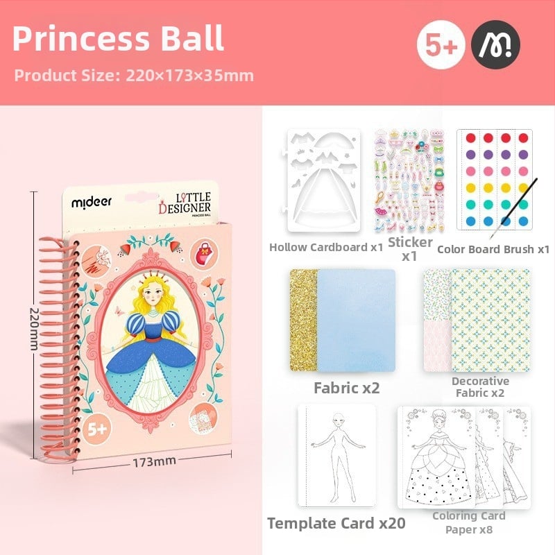 Mideer ručno izrađena DIY igračka za djevojčice – Tiha knjiga s dodacima za princezin kostim, uzrast 4–6 godina