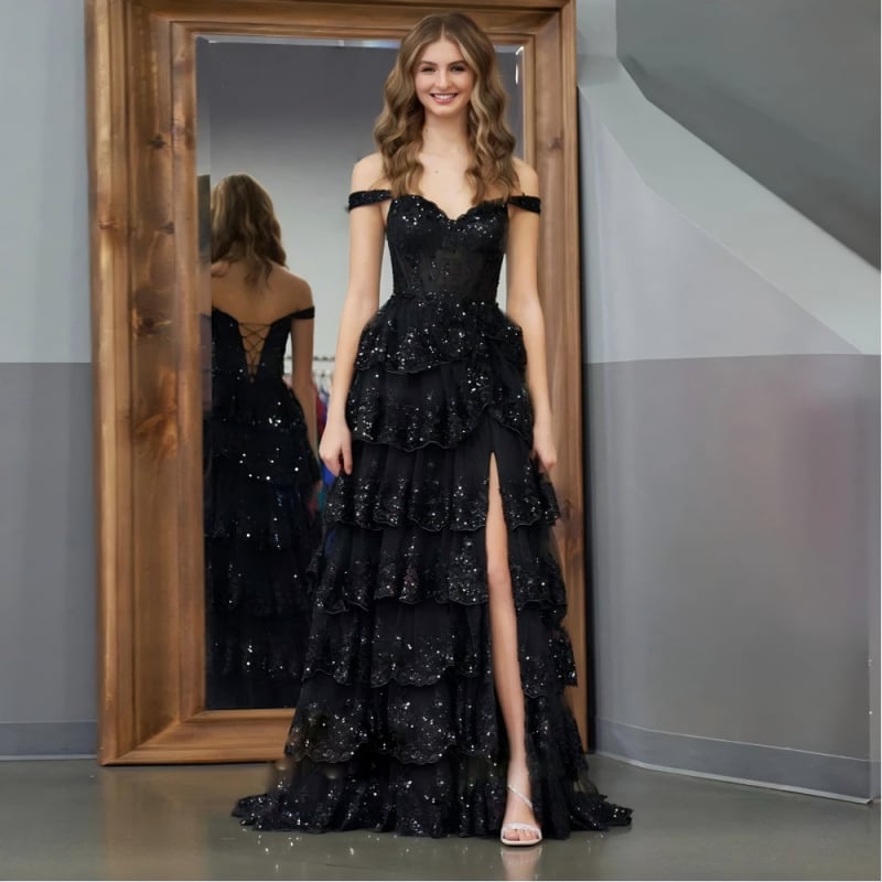 Női estélyi ruha A-vonalú fazonban pántos, hosszú, 3/4-s ujjak, magas derék, poliészter, 2025 téli szezon