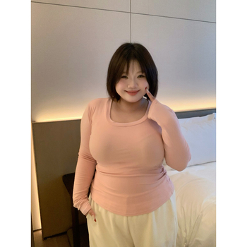 Hosszú ujjú kötött alap-top U-nyakkal, slim fit, brushed felület, viszkóz anyag