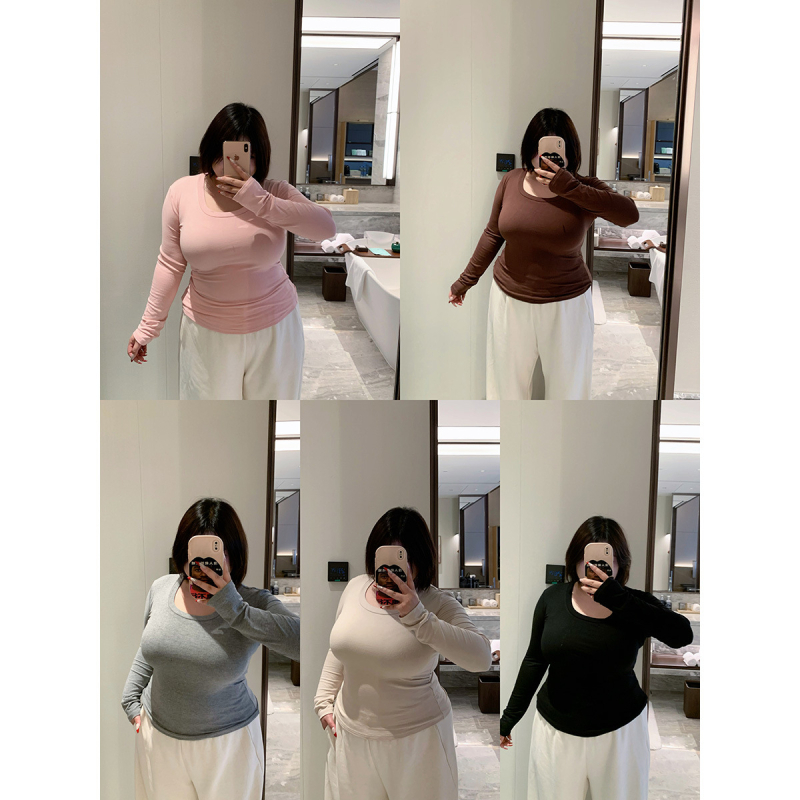 Hosszú ujjú kötött alap-top U-nyakkal, slim fit, brushed felület, viszkóz anyag