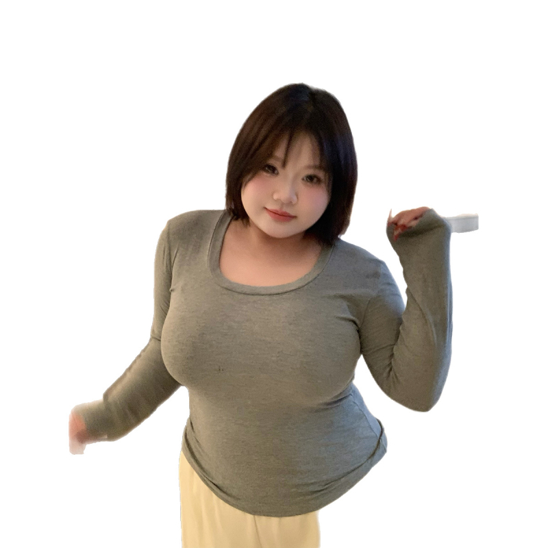 Hosszú ujjú kötött alap-top U-nyakkal, slim fit, brushed felület, viszkóz anyag