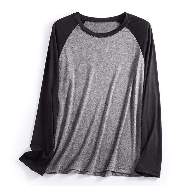 Modal vīriešu Raglāna T-krekls, brīva piegriezums, garas piedurknes, apaļa kakla forma, viegls, vienkrāsains