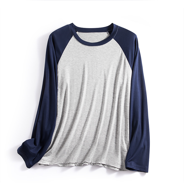 Modal vīriešu Raglāna T-krekls, brīva piegriezums, garas piedurknes, apaļa kakla forma, viegls, vienkrāsains