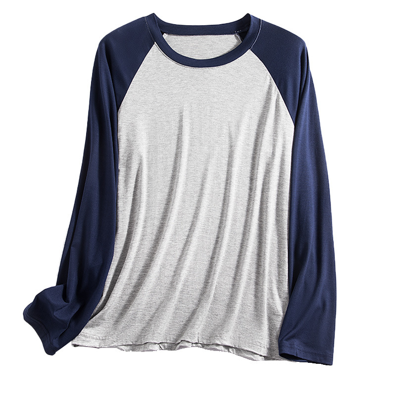 Modal vīriešu Raglāna T-krekls, brīva piegriezums, garas piedurknes, apaļa kakla forma, viegls, vienkrāsains