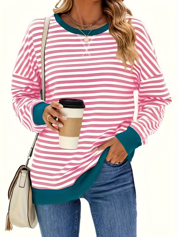 Női hosszú ujjú felső kerek nyakkal, poliészter-spandex keverék, középhosszú, elegáns üzleti stílus