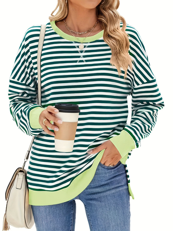 Női hosszú ujjú felső kerek nyakkal, poliészter-spandex keverék, középhosszú, elegáns üzleti stílus