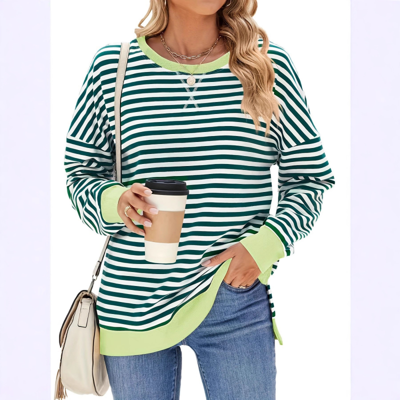 Női hosszú ujjú felső kerek nyakkal, poliészter-spandex keverék, középhosszú, elegáns üzleti stílus