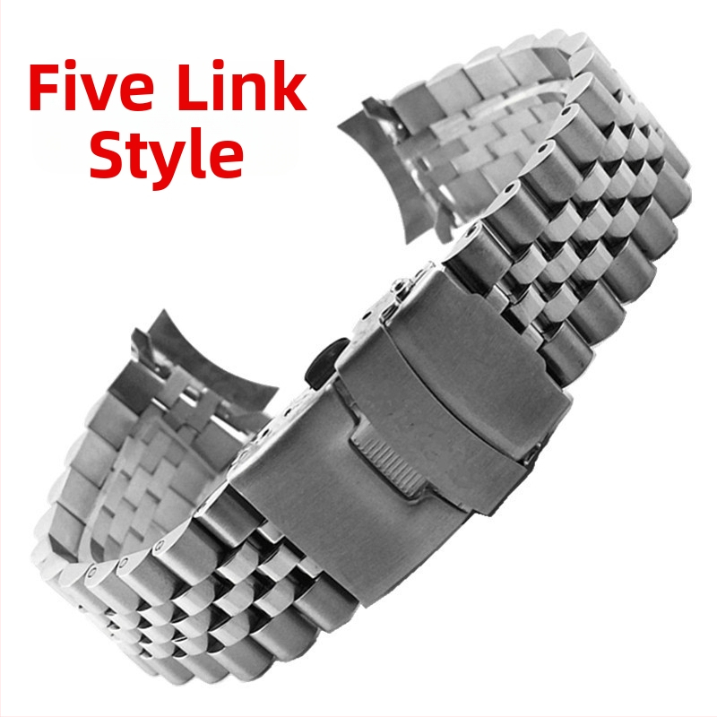 Nerezový oceľový náramok k hodinkám SKX007/009, šírka 20–22 mm, potápačská poistná spona so tromi korálkami