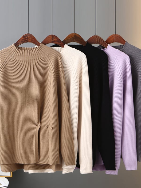 Női Chenille pulóver raglán ujjakkal, fél magas gallér, egyszínű, laza szabás, téli 2024