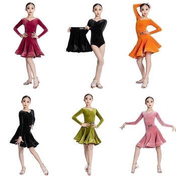 Meitenēm latīno dejas kostīms rudens/ziemas sezonai, PVC līdz 30% un poliestera 30–50% maisījums, ķīniešu stils, literārais retro