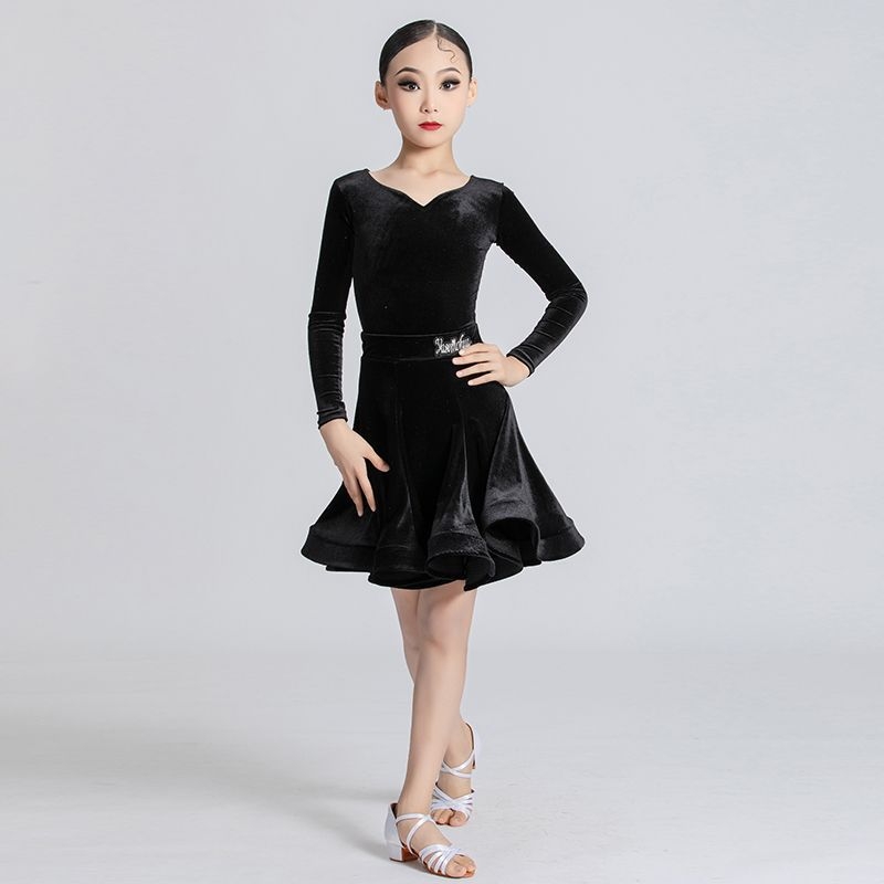 Meitenēm latīno dejas kostīms rudens/ziemas sezonai, PVC līdz 30% un poliestera 30–50% maisījums, ķīniešu stils, literārais retro