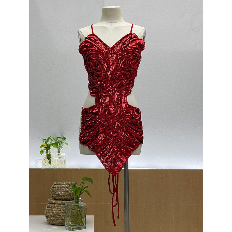 Hátsó rész nélküli flitteres és gyöngyös ruha Pole Dance-re – Női latin tánc színpadi jelmez, Modal anyag; fő anyag Acrylic (50–70%), 2023 tavasz