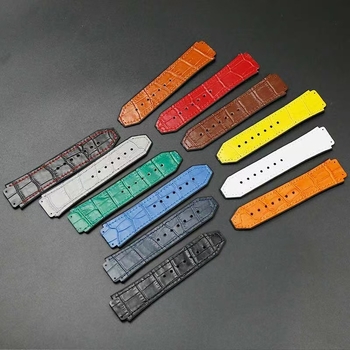 Remen za sat od teleće kože s gumom na stražnjoj strani, bambus uzorak, serija Big Bang Classic Fusion, 25×19 mm