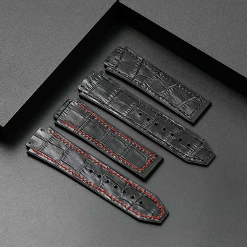 Remen za sat od teleće kože s gumom na stražnjoj strani, bambus uzorak, serija Big Bang Classic Fusion, 25×19 mm