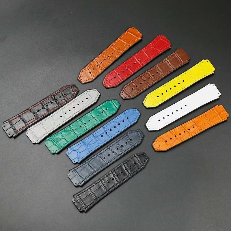 Remen za sat od teleće kože s gumom na stražnjoj strani, bambus uzorak, serija Big Bang Classic Fusion, 25×19 mm