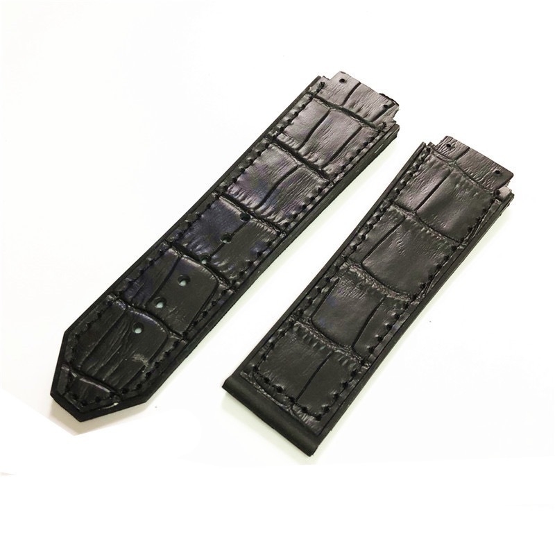 Remen za sat od teleće kože s gumom na stražnjoj strani, bambus uzorak, serija Big Bang Classic Fusion, 25×19 mm