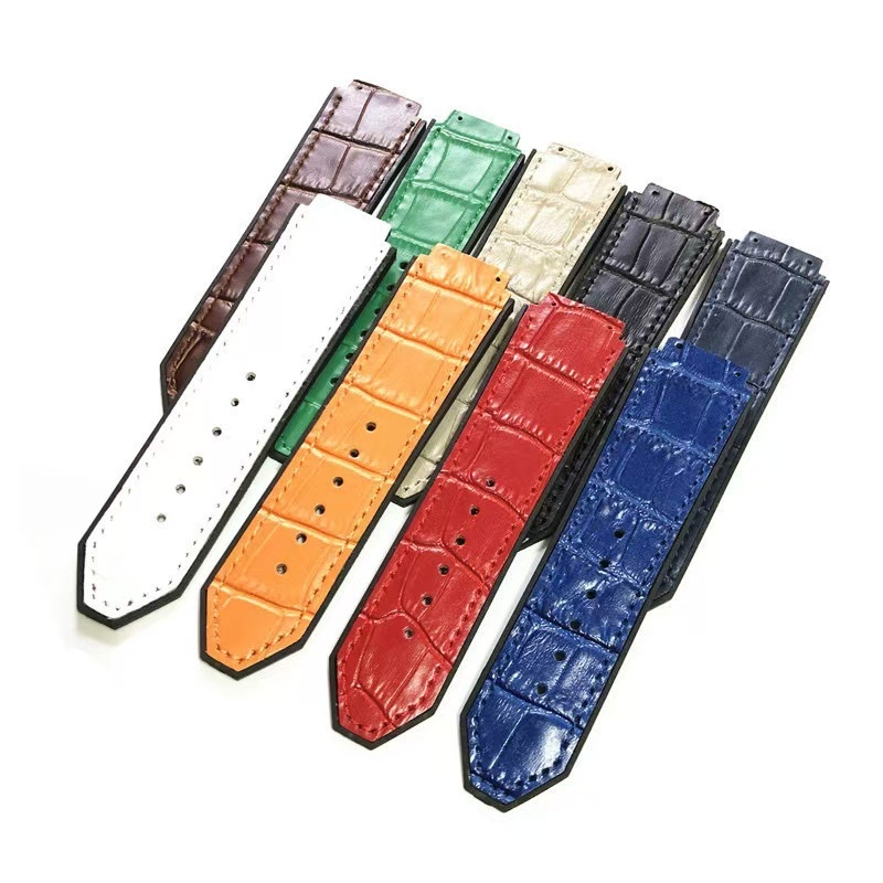 Remen za sat od teleće kože s gumom na stražnjoj strani, bambus uzorak, serija Big Bang Classic Fusion, 25×19 mm