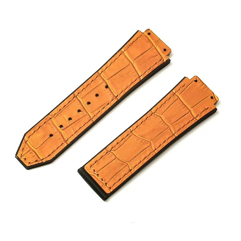 Remen za sat od teleće kože s gumom na stražnjoj strani, bambus uzorak, serija Big Bang Classic Fusion, 25×19 mm