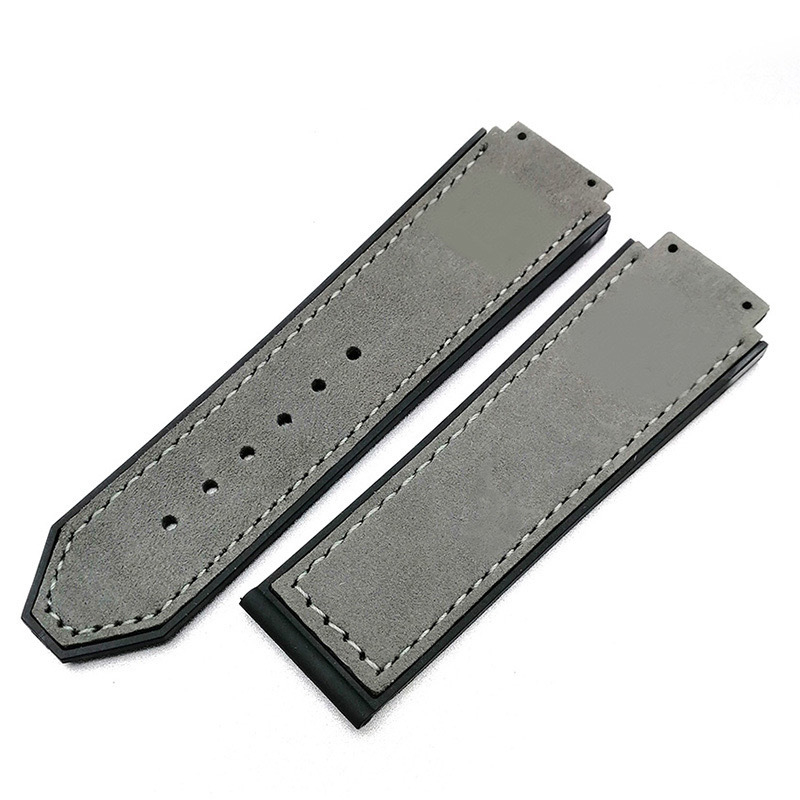 Remen za sat od teleće kože s gumom na stražnjoj strani, bambus uzorak, serija Big Bang Classic Fusion, 25×19 mm
