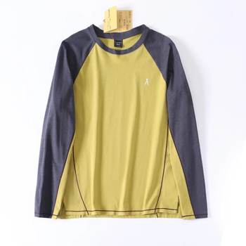 Planinski stil za outdoor aktivnosti: dugi rukav, sportski T-shirt s blokom boja za planinarenje i vožnju bicikla, okrugli izrez, ležeran kroj