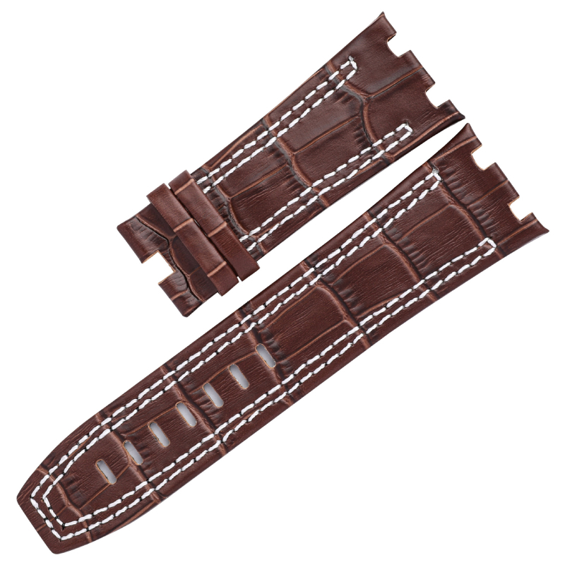 Remienok na hodinky z pravej kože s bambusovým vzorom, kompatibilný s Royal Oak Offshore, dvojstranné konce