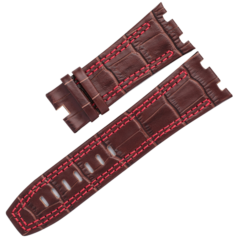 Remienok na hodinky z pravej kože s bambusovým vzorom, kompatibilný s Royal Oak Offshore, dvojstranné konce