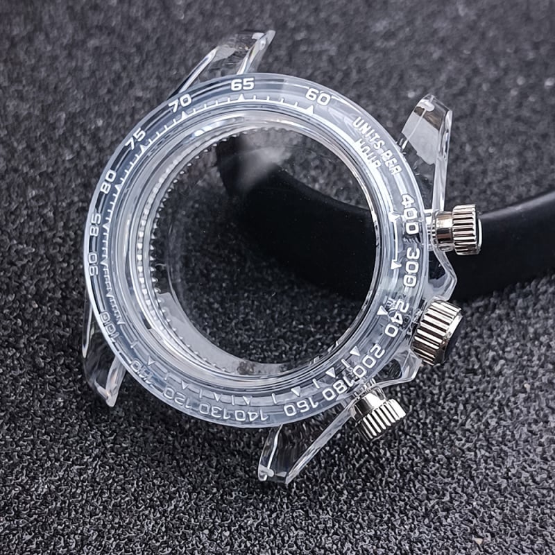 Аксесоар за часовник – прозрачен каучуков корпус с акрилно стъкло, съвместим с VK63 кварцов механизъм; кутия: 1 бр.; пускане лято 2024