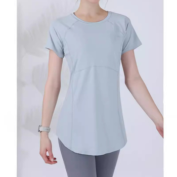 Ženska joga majica, Slim fit, srednja duljina, kratki rukavi, poliester
