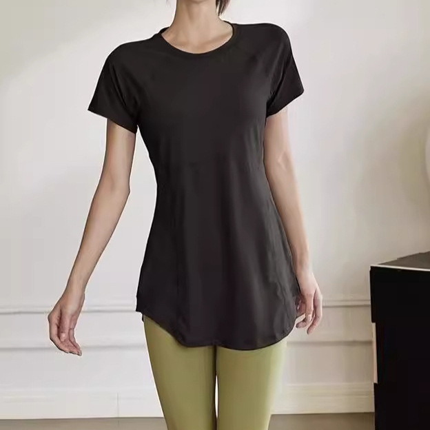 Ženska joga majica, Slim fit, srednja duljina, kratki rukavi, poliester