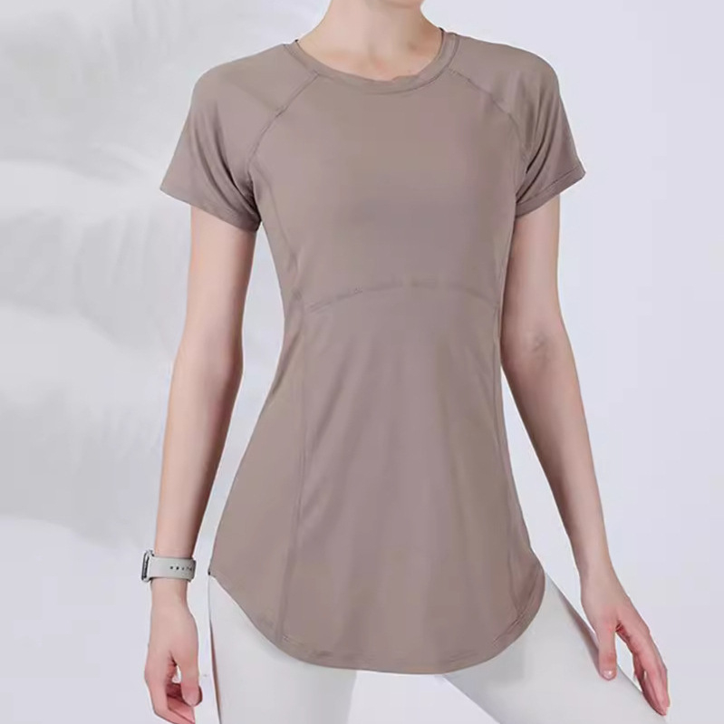 Ženska joga majica, Slim fit, srednja duljina, kratki rukavi, poliester