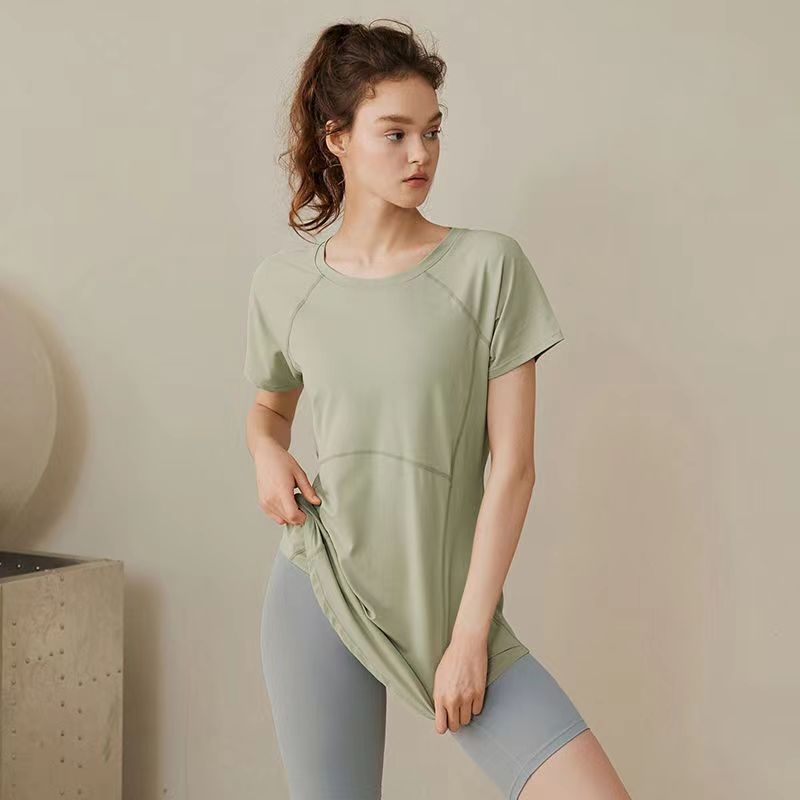 Ženska joga majica, Slim fit, srednja duljina, kratki rukavi, poliester