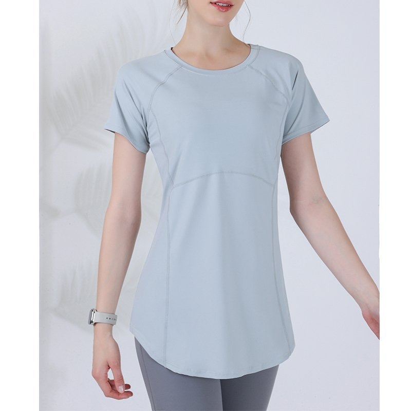 Ženska joga majica, Slim fit, srednja duljina, kratki rukavi, poliester